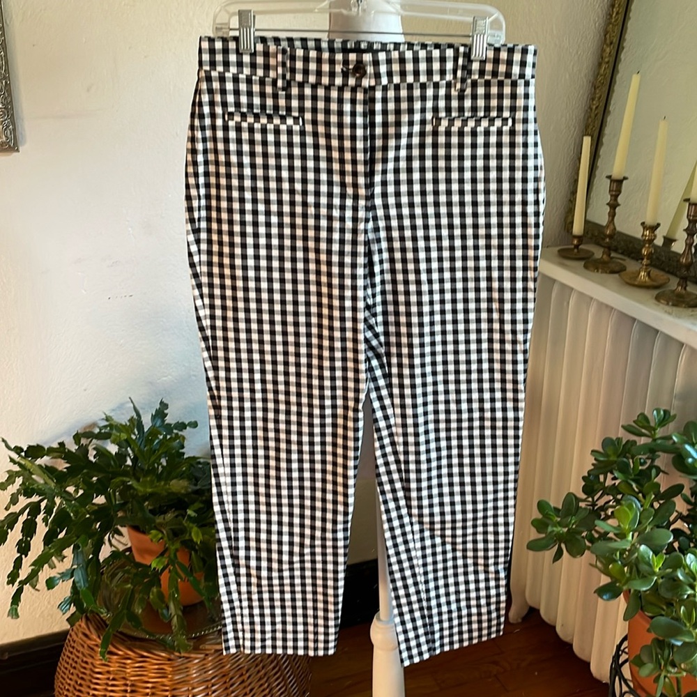 Ann Taylor gingham cropped capri pedal pusher pants